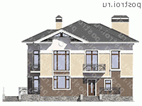 V-213-1K проект двухэтажного дома из кирпича размером 13 на 13  - вид спереди