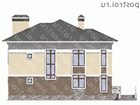 V-213-1K проект двухэтажного дома из кирпича размером 13 на 13  - вид сзади