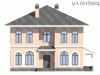 V-216-1P проект двухэтажного дома из пенобетона размером 12 на 14  - вид спереди