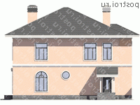 V-216-1P проект двухэтажного дома из пенобетона размером 12 на 14  - вид слева