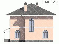 V-216-1P проект двухэтажного дома из пенобетона размером 12 на 14  - вид сзади