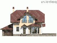 V-218-1P проект двухэтажного дома из пенобетона с подвалом и гаражом размером 13 на 14  - вид спереди