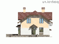 V-218-1P проект двухэтажного дома из пенобетона с подвалом и гаражом размером 13 на 14  - вид слева