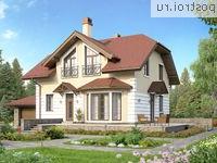 V-218-1P проект двухэтажного дома из пенобетона с подвалом и гаражом размером 13 на 14 