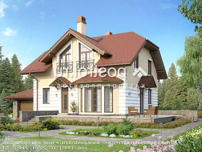 V-218-1P проект двухэтажного дома из пенобетона с подвалом и гаражом размером 13 на 14 