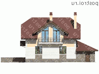 V-218-1P проект двухэтажного дома из пенобетона с подвалом и гаражом размером 13 на 14  - вид сзади