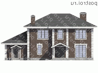 V-231-1P проект двухэтажного дома из газобетона с гаражом размером 11 на 19  - вид спереди