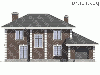 V-231-1P проект двухэтажного дома из газобетона с гаражом размером 11 на 19  - вид сзади