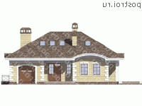 V-245-1P проект одноэтажного дома из газобетона с мансардой и гаражом размером 18 на 16 - вид спереди