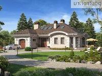 V-245-1P проект одноэтажного дома из газобетона с мансардой и гаражом размером 18 на 16