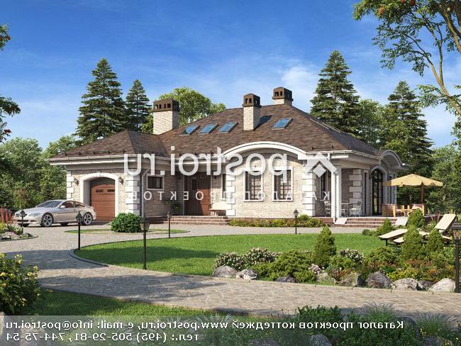 V-245-1P проект одноэтажного дома из газобетона с мансардой и гаражом размером 18 на 16