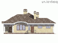 V-245-1P проект одноэтажного дома из газобетона с мансардой и гаражом размером 18 на 16 - вид справа