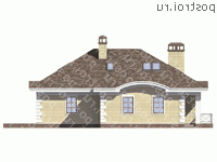 V-245-1P проект одноэтажного дома из газобетона с мансардой и гаражом размером 18 на 16 - вид сзади