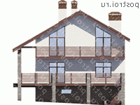 V-247-1P проект двухэтажного дома из газобетона с цоколем и мансардой размером 10 на 9 - вид слева V-247-1P проект двухэтажного дома из газобетона с цоколем и мансардой размером 10 на 9 - вид слева