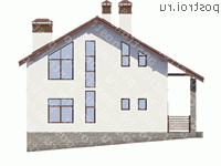 V-247-1P проект двухэтажного дома из газобетона с цоколем и мансардой размером 10 на 9 - вид справа V-247-1P проект двухэтажного дома из газобетона с цоколем и мансардой размером 10 на 9 - вид справа