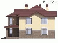 V-267-1P проект двухэтажного дома из пеноблоков с мансардой размером 14 на 13  - вид слева