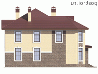 V-267-1P проект двухэтажного дома из пеноблоков с мансардой размером 14 на 13  - вид справа