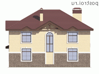 V-267-1P проект двухэтажного дома из пеноблоков с мансардой размером 14 на 13  - вид сзади