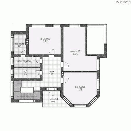 V-269-1P проект двухэтажного дома из пеноблоков размером 13 на 15  - 2-й этаж
