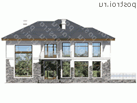 V-269-1P проект двухэтажного дома из пеноблоков размером 13 на 15  - вид спереди