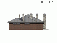 V-279-1K проект одноэтажного дома из кирпича с гаражом размером 24 на 16  - вид слева