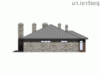 V-279-1K проект одноэтажного дома из кирпича с гаражом размером 24 на 16  - вид справа