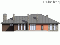 V-279-1K проект одноэтажного дома из кирпича с гаражом размером 24 на 16  - вид сзади