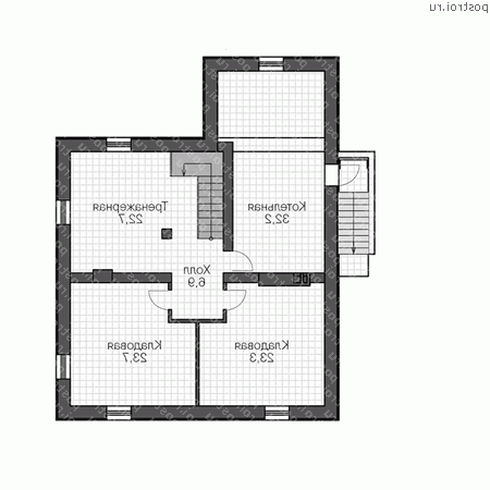V-305-1K проект двухэтажного коттеджа из кирпича с цоколем размером 14 на 11  - цоколь