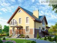 V-305-1K проект двухэтажного коттеджа из кирпича с цоколем размером 14 на 11 