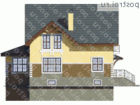 V-305-1K проект двухэтажного коттеджа из кирпича с цоколем размером 14 на 11  - вид справа