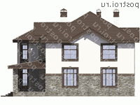 V-392-1P проект трехэтажного дома из газобетона с цоколем и мансардой размером 13 на 13  - вид слева