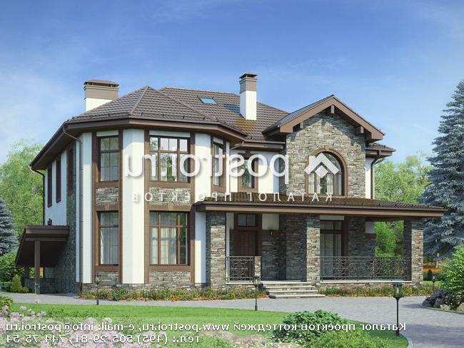 V-392-1P проект трехэтажного дома из газобетона с цоколем и мансардой размером 13 на 13 