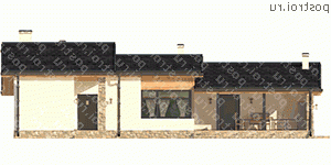 W-082-1P проект одноэтажной бани из пеноблока размером 10 на 16  - вид спереди