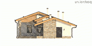 W-082-1P проект одноэтажной бани из пеноблока размером 10 на 16  - вид слева
