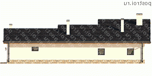 W-082-1P проект одноэтажной бани из пеноблока размером 10 на 16  - вид сзади