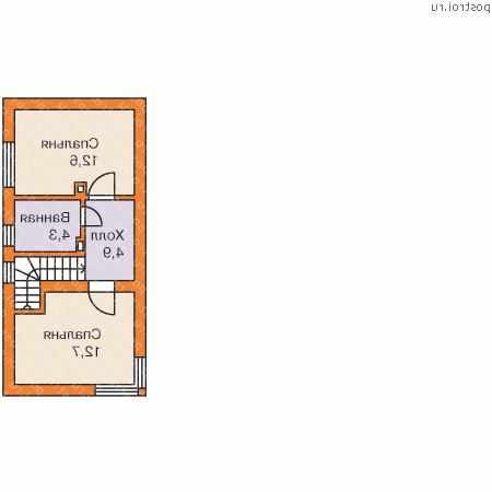W-116-1P проект двухэтажного коттеджа из пенобетона размером 10 на 16  - 2-й этаж