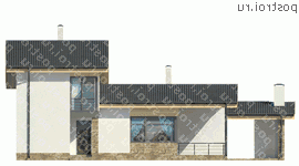 W-116-1P проект двухэтажного коттеджа из пенобетона размером 10 на 16  - вид спереди