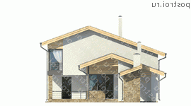 W-116-1P проект двухэтажного коттеджа из пенобетона размером 10 на 16  - вид слева