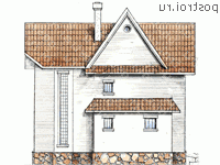 W-130-1K проект двухэтажного коттеджа из кирпича размером 11 на 11  - вид справа