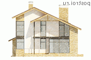 W-145-1P проект двухэтажного дома из газобетона с гаражом размером 10 на 13  - вид слева