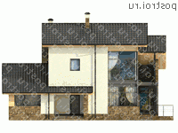 W-169-1P проект двухэтажного дома из пеноблоков размером 11 на 15  - вид спереди