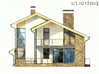 W-169-1P проект двухэтажного дома из пеноблоков размером 11 на 15  - вид слева