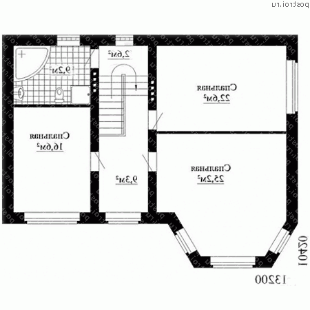 W-172-1K проект двухэтажного дома из кирпича размером 10 на 13  - 2-й этаж
