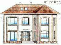 W-172-1K проект двухэтажного дома из кирпича размером 10 на 13  - вид спереди