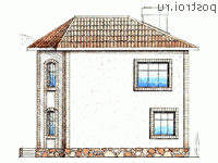 W-172-1K проект двухэтажного дома из кирпича размером 10 на 13  - вид слева