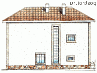 W-172-1K проект двухэтажного дома из кирпича размером 10 на 13  - вид сзади