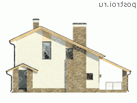 W-179-1P проект двухэтажного дома из газобетона размером 15 на 12  - вид слева