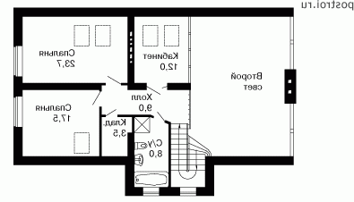 W-187-1K проект двухэтажного дома из кирпича размером 11 на 19  - 2-й этаж