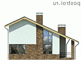 W-194-1P проект двухэтажного коттеджа из пенобетона с гаражом размером 13 на 14  - вид слева