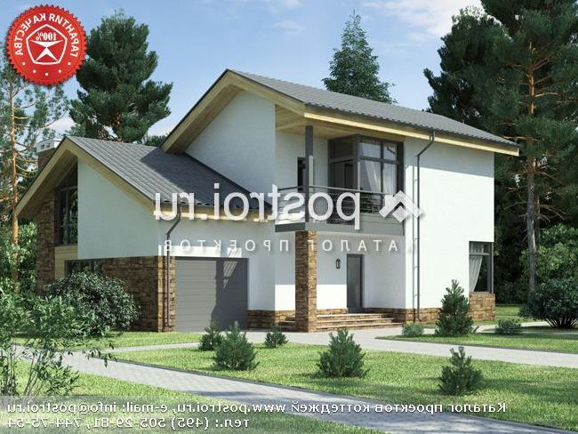 W-194-1P проект двухэтажного коттеджа из пенобетона с гаражом размером 13 на 14 